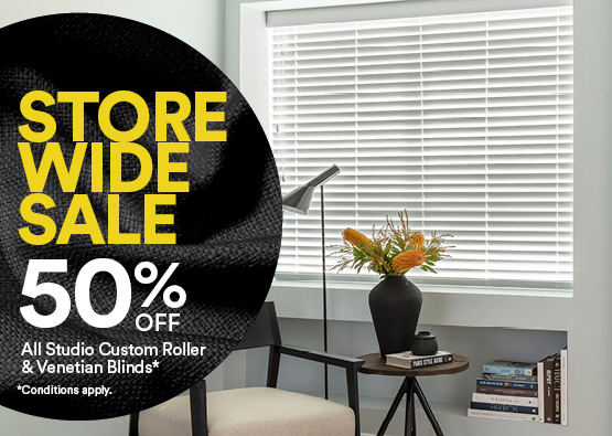 50% off Studio Custom Roller and Venetians Blinds*